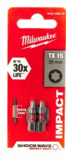 MILWAUKEE SHOCKWAVE™ bit 1/4" TORX T15 x 25 mm (balení 2 ks)