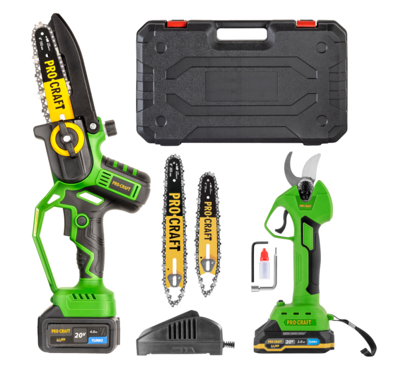 PROCRAFT PKA32Li + ES25Li Sada aku řetězová pila na větve + nůžky na větve, KIT