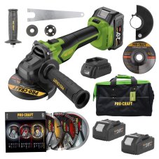 PROCRAFT PGA22 sada aku úhlová bruska, 3x řezný kotouč, brašna