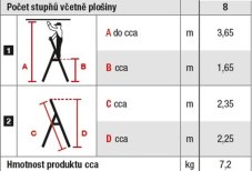 Schůdky AL 8-stupňové, nosnost 150kg