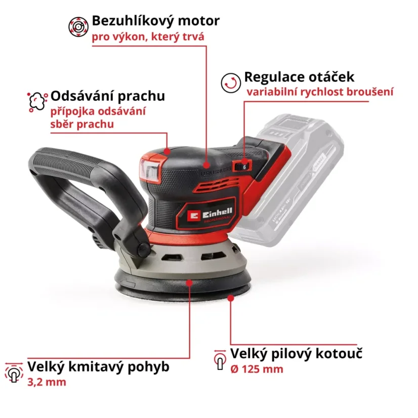EINHELL PROFESSIONAL TP-RS 18/32 Li BL - Solo aku excentrická bruska (Power X-Change)