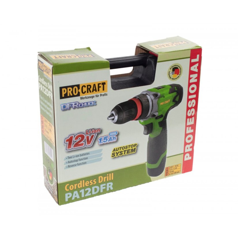 PROCRAFT PA12DFR aku vrtací šroubovák, KIT
