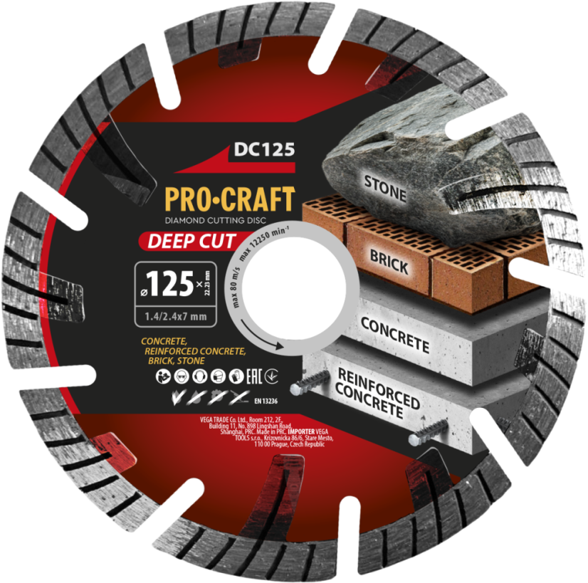 PROCRAFT kotouč diamantový 125 mm segmentový Deep Cut