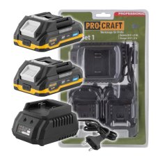 PROCRAFT nabíječka + 2x akumulátor 20 V / 2,0 Ah Turbo