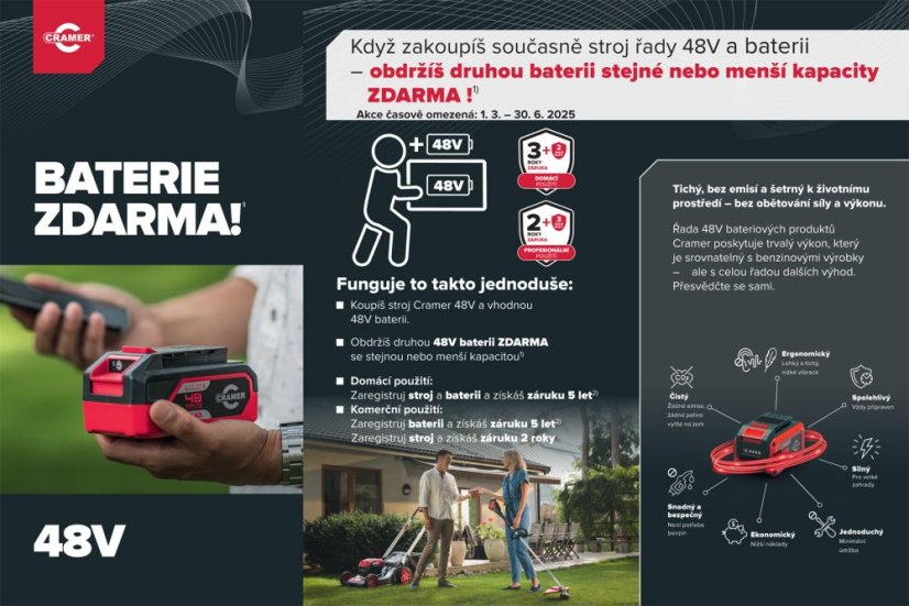 CRAMER 48LM41K4 + KIT profesionální aku sekačka bez pojezdu