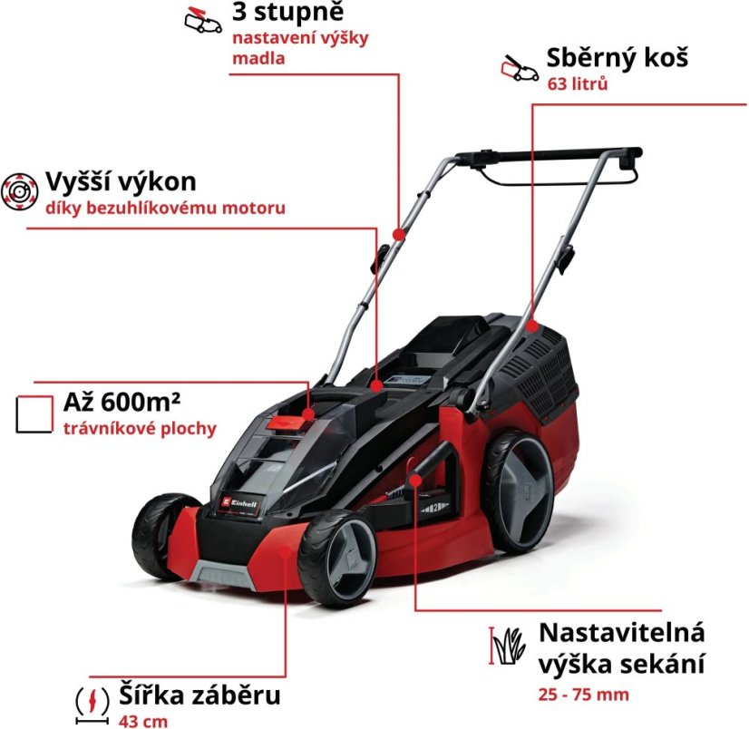 EINHELL GE-CM 43 Li M - Solo aku sekačka na trávu (Power X-Change)