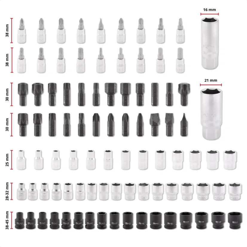 EINHELL E-Case gola sada 1/4" a 3/8" a 1/2", 121 dílů