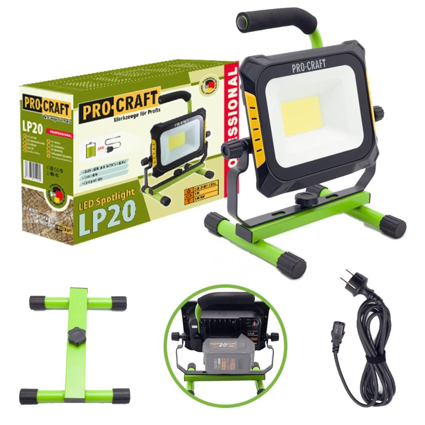 PROCRAFT LP20 aku svítilna, 20V / 230V