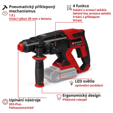 Aku kombinované kladivo EINHELL TE-HD 18/20 Li - Solo (PXC)
