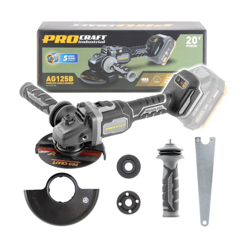 PROCRAFT AG125B aku úhlová bruska, SOLO
