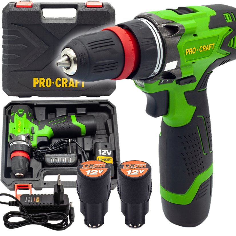 PROCRAFT PA12DFR aku vrtací šroubovák, KIT