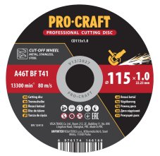 PROCRAFT rezný kotúč na kov 115 x 1,0 mm