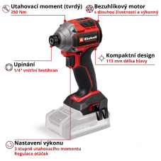 Aku rázový šroubovák EINHELL PROFESSIONAL TP-CI 18/250-C Li BL - Solo (PXC)