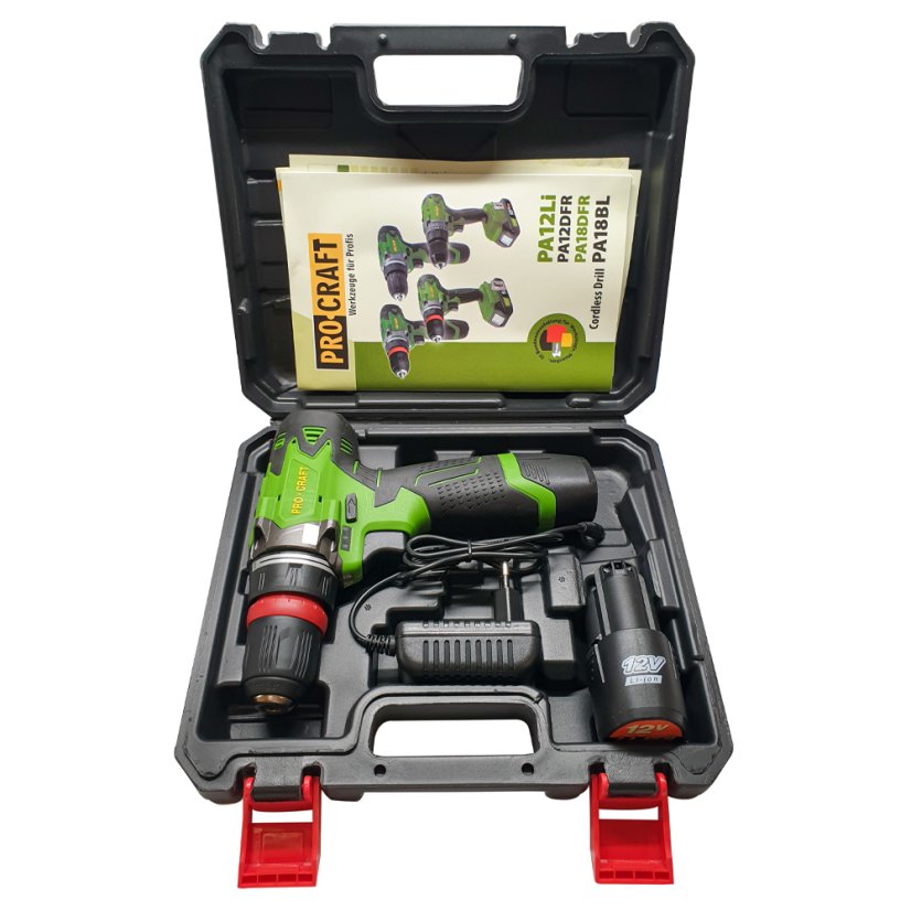 PROCRAFT PA12DFR aku vrtací šroubovák, KIT