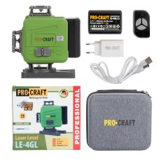 PROCRAFT LE-4GL krížový líniový samonivelačný laser, zelený