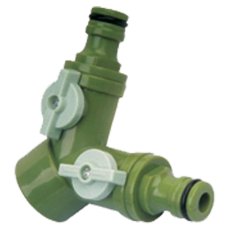 Hadicová přípojka s vnitřním 3/4" a 1/2" závitem, 2-cestná s ventily