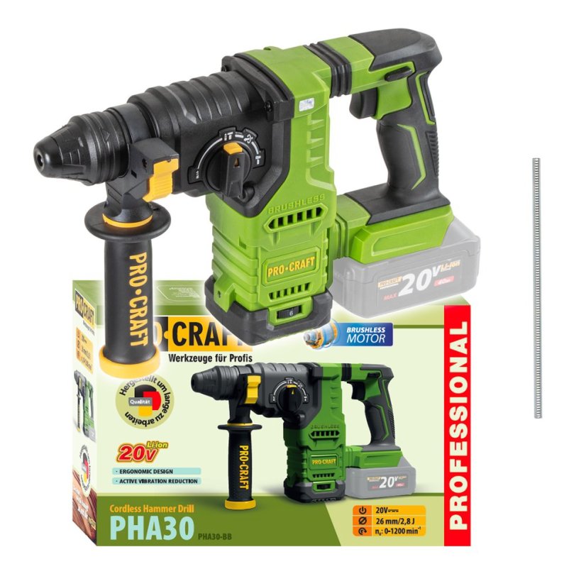 PROCRAFT PHA30 aku vrtací kladivo, SOLO