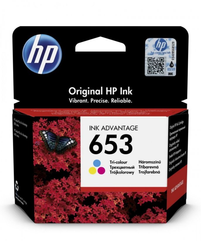 HP 653 cartridge barevná