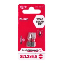 MILWAUKEE SHOCKWAVE bit 1/4" SL 1,2 x 6,5 x 25 mm, (balení 2 ks)