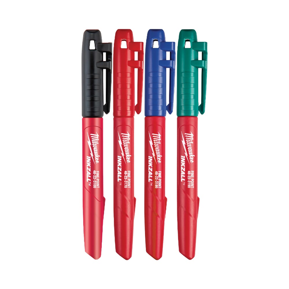 MILWAUKEE INKZALL™ (48223106) sada 4 ks barevných značkovačů s jemným hrotem